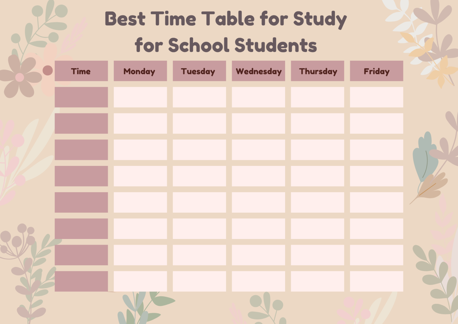 Best Time Table for Study for School Students